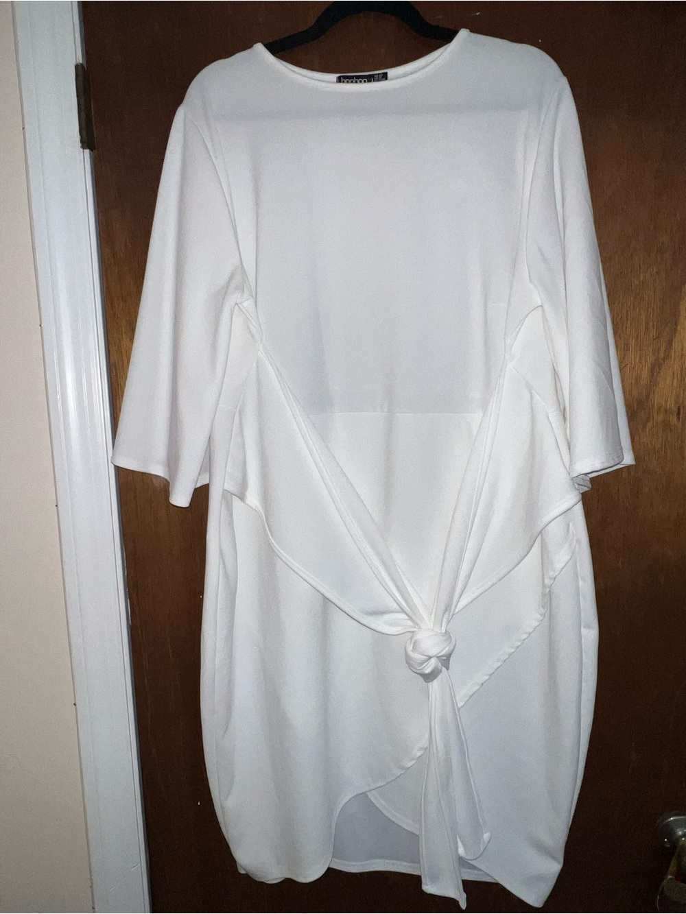 Boohoo White Draped Shift Dress